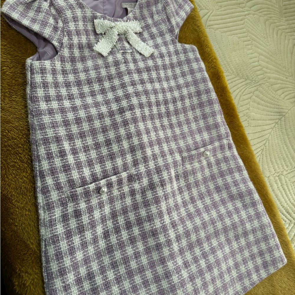 Rachel Zoe Lavender Checkered Kids Dress